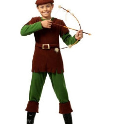 Erkek Çocuk Yeşil Kahverengi Robin Hood Kostümü