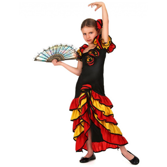  İspanyol Dansçı Kız Çocuk Kostümü | Şık ve Gösterişli Flamenco Kostümü